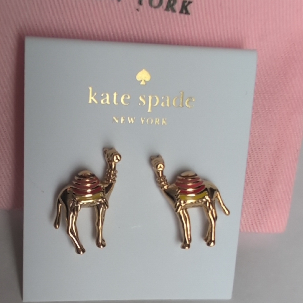 Kate Spade Gold and Red Camel Earrings